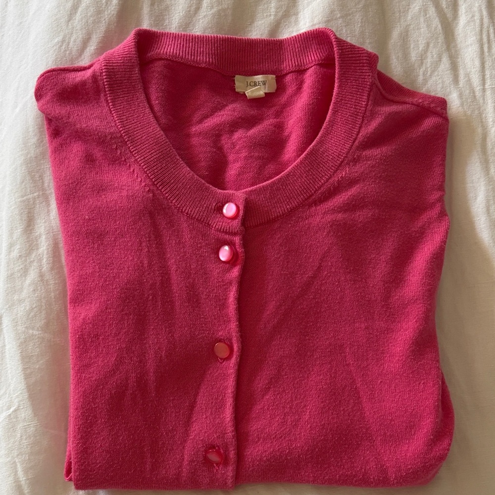 J. Crew Vibrant Pink Cardigan Sweater